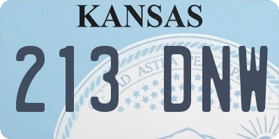 KS license plate 213DNW