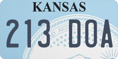 KS license plate 213DOA