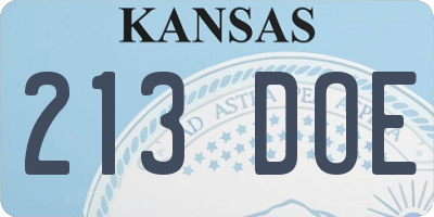 KS license plate 213DOE
