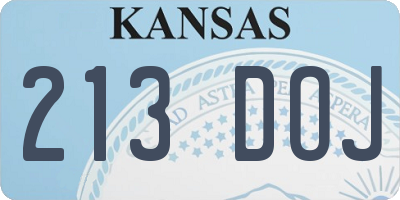 KS license plate 213DOJ
