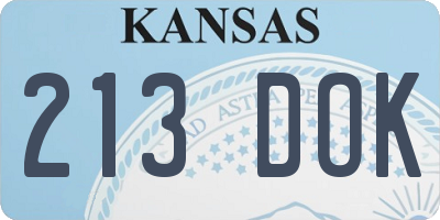 KS license plate 213DOK