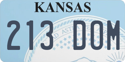 KS license plate 213DOM