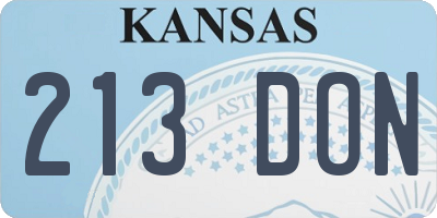 KS license plate 213DON