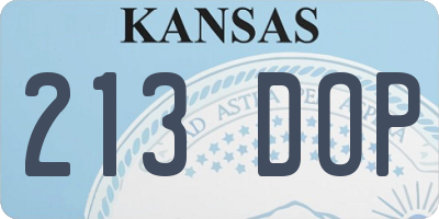 KS license plate 213DOP