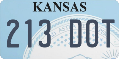 KS license plate 213DOT
