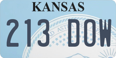 KS license plate 213DOW