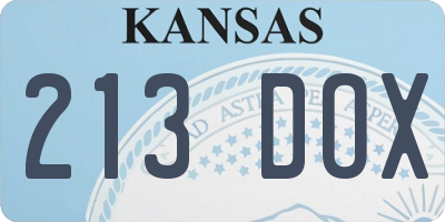 KS license plate 213DOX