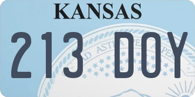 KS license plate 213DOY