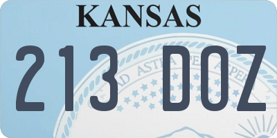 KS license plate 213DOZ