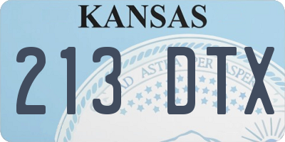 KS license plate 213DTX