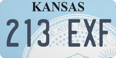 KS license plate 213EXF