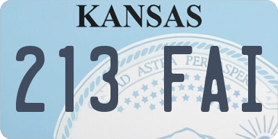 KS license plate 213FAI