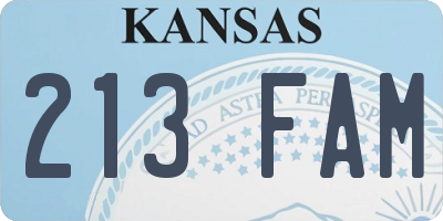 KS license plate 213FAM