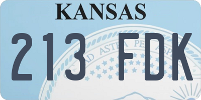 KS license plate 213FDK