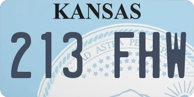 KS license plate 213FHW