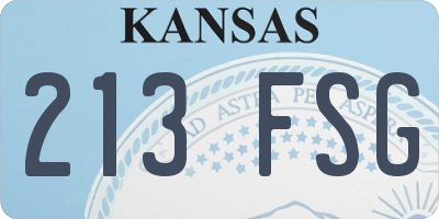KS license plate 213FSG
