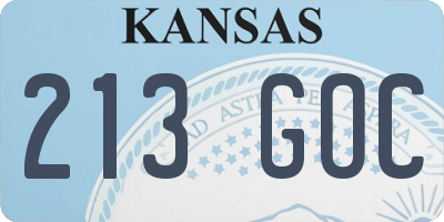 KS license plate 213GOC