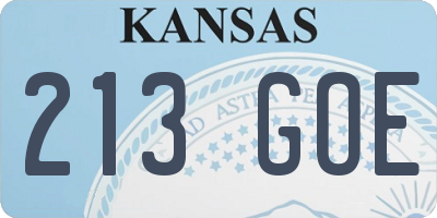 KS license plate 213GOE