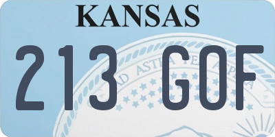 KS license plate 213GOF