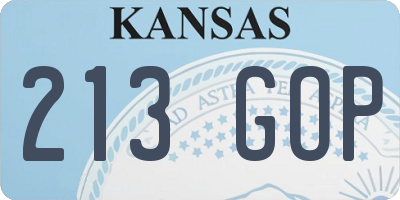 KS license plate 213GOP