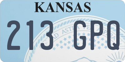 KS license plate 213GPQ