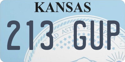 KS license plate 213GUP
