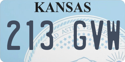 KS license plate 213GVW