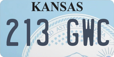 KS license plate 213GWC