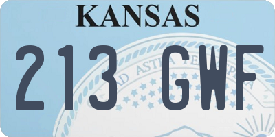 KS license plate 213GWF