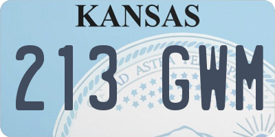 KS license plate 213GWM