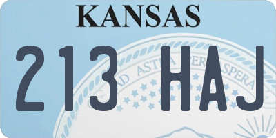 KS license plate 213HAJ