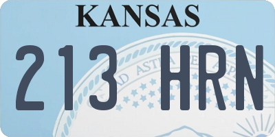 KS license plate 213HRN