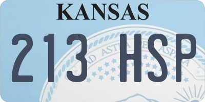 KS license plate 213HSP
