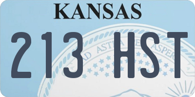 KS license plate 213HST