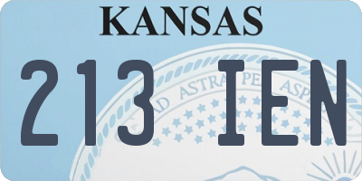 KS license plate 213IEN