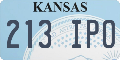 KS license plate 213IPO