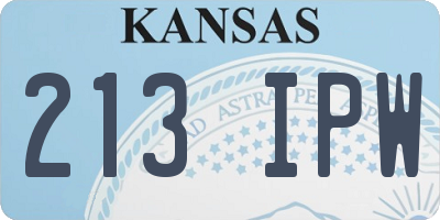 KS license plate 213IPW