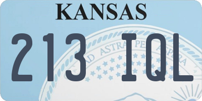 KS license plate 213IQL