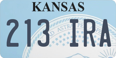 KS license plate 213IRA