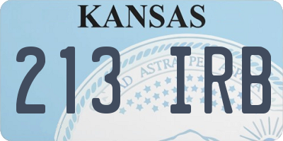 KS license plate 213IRB