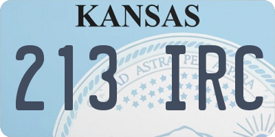 KS license plate 213IRC