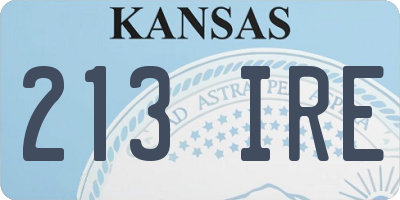 KS license plate 213IRE