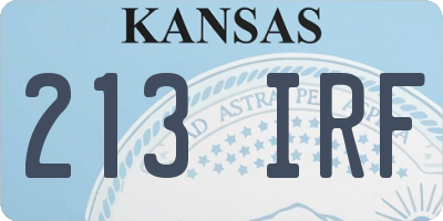 KS license plate 213IRF