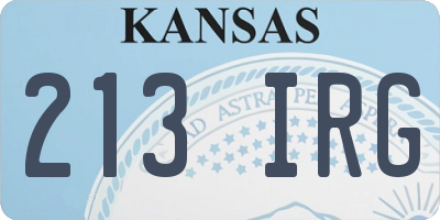 KS license plate 213IRG
