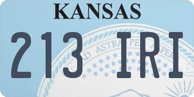 KS license plate 213IRI
