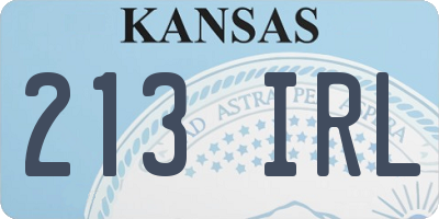 KS license plate 213IRL