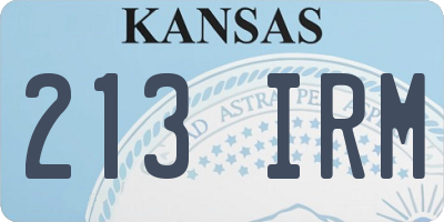 KS license plate 213IRM