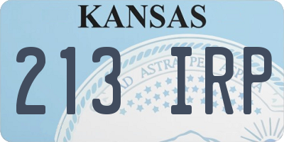 KS license plate 213IRP