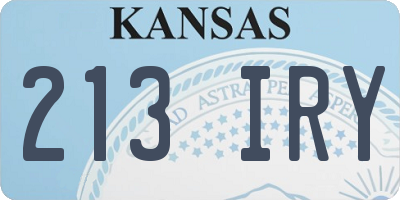 KS license plate 213IRY