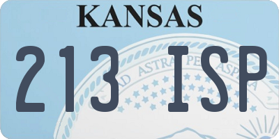 KS license plate 213ISP